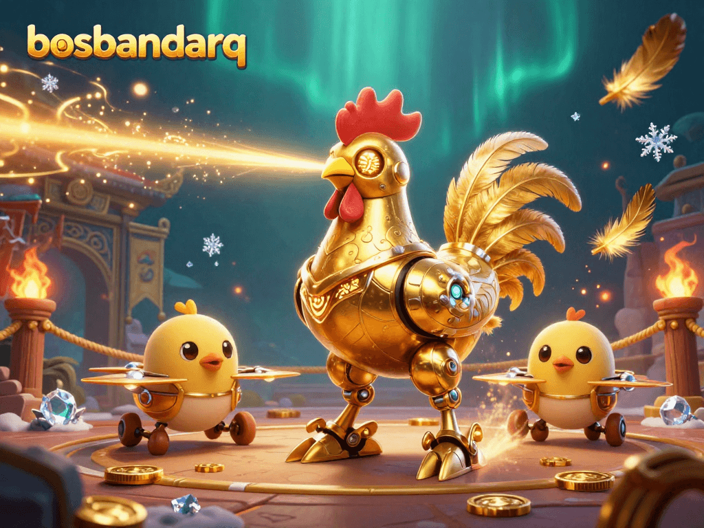 Engage with bosbandarq in a vibrant 3D illustration of a retro-futuristic treasure hunt.
