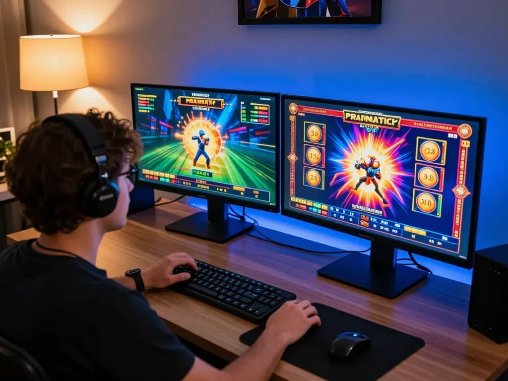 Engaging gameplay on Pragmatic Slot games at a stylish online casino setup, showcasing strategic betting.