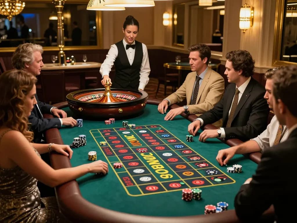 COMBO99 taruhan di meja roulette yang ramai dengan pemain yang terlibat dalam permainan yang mendebarkan.