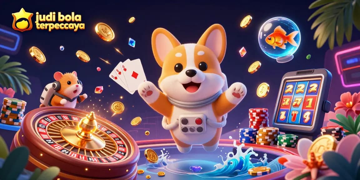 Experience a thrilling moment of judi bola terpercaya in a vibrant space casino scene with engaging characters.