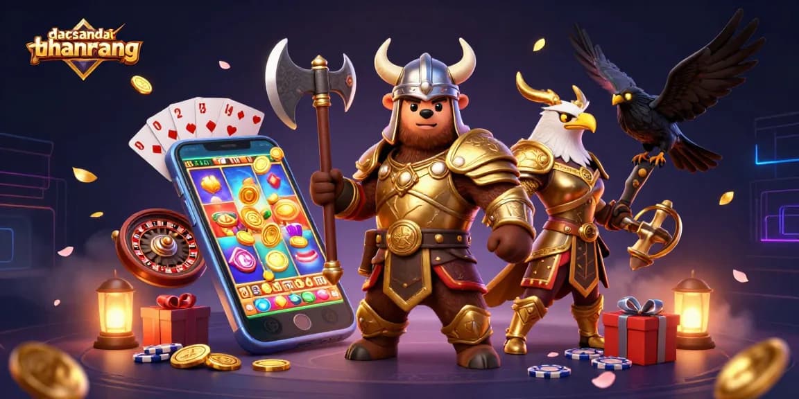Engage in exciting gameplay at dacsandatphanrang with dynamic Viking and Valkyrie characters surrounded by casino elements.