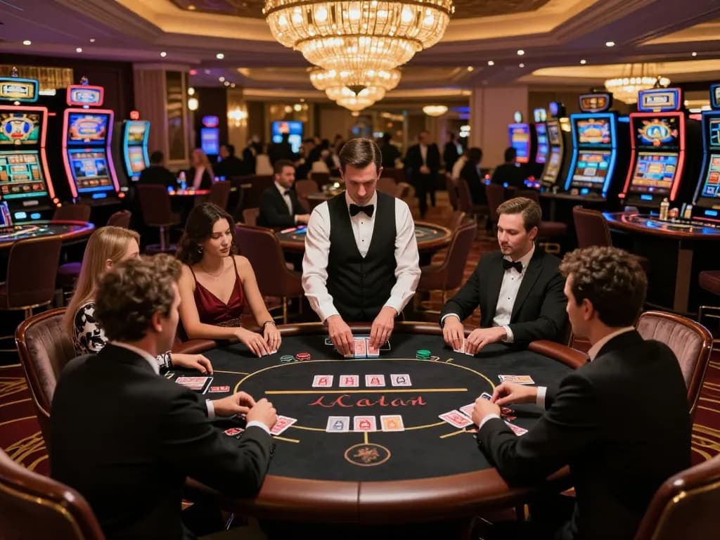 Players engaged in high-stakes baccarat at an elegant casino table, showcasing the excitement of XX88 gaming.