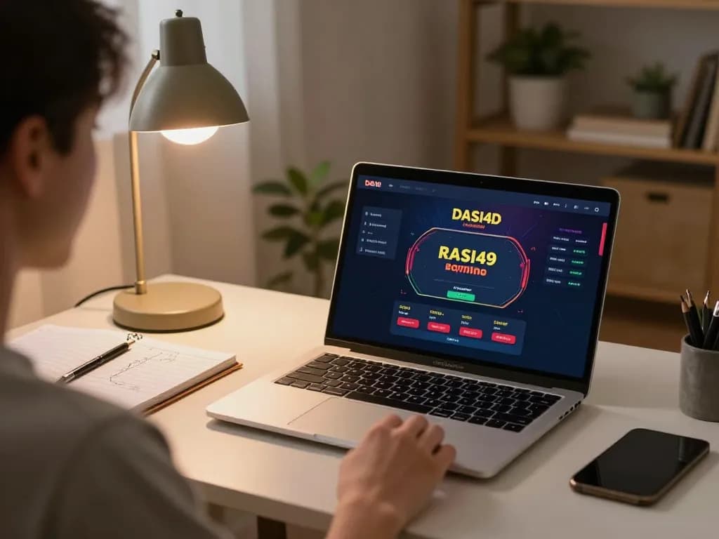 Pengalaman login DASI4D menampilkan pengaturan permainan online yang menarik dengan antarmuka poker dan catatan strategi