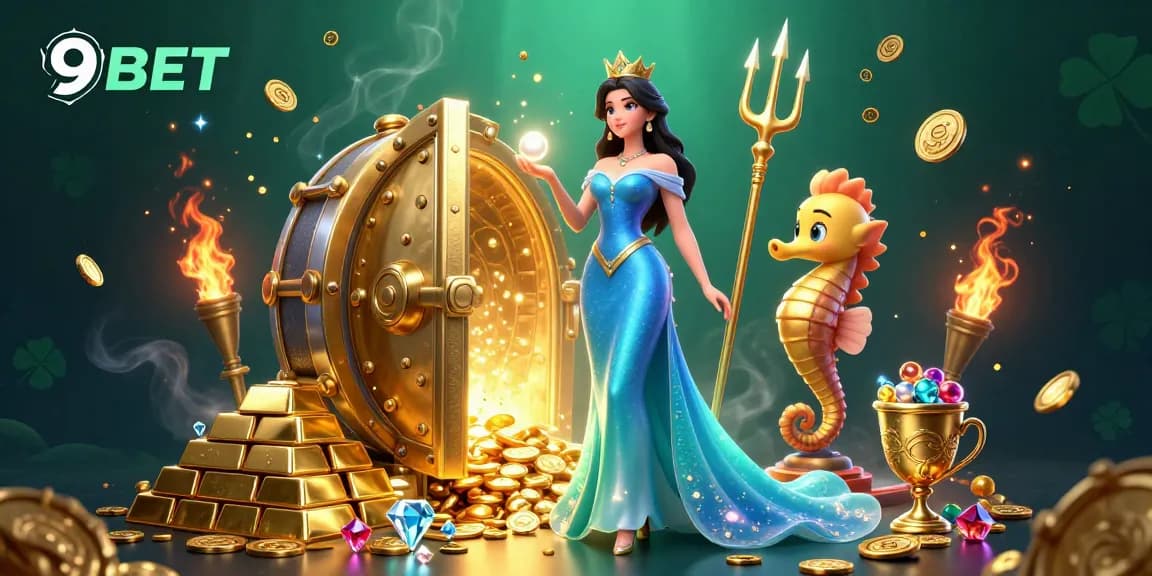Engage with the rich, vibrant world of 9BET casino, featuring dazzling treasures and enchanting characters.