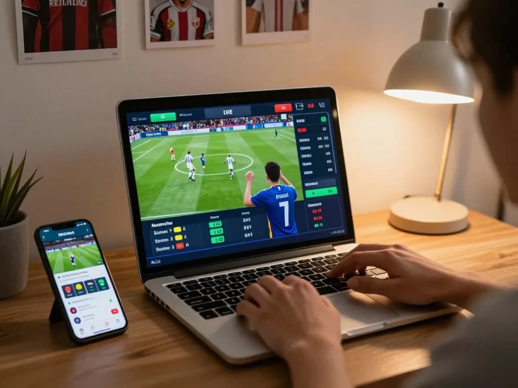 Exciting live odds for Tỷ Lệ Bóng Đá displayed on a laptop during online betting.