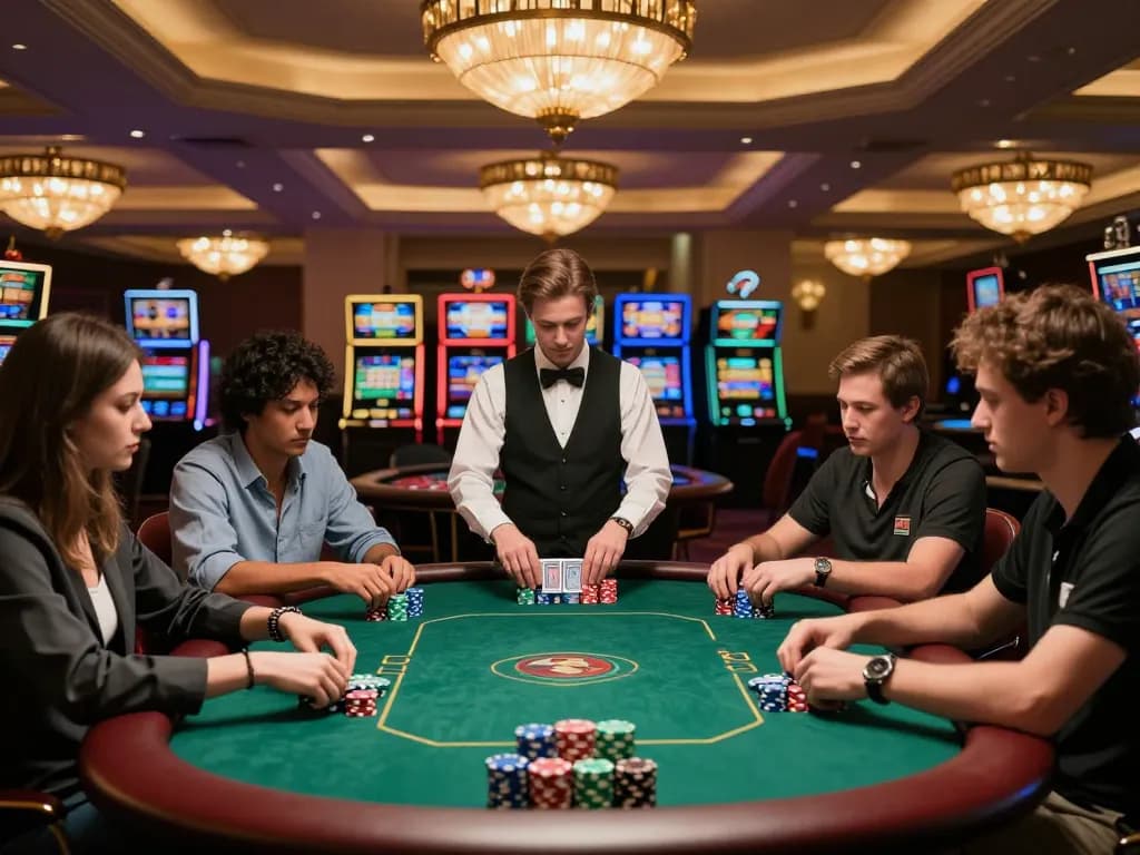 Experience the excitement of 88aa games at a vibrant poker table with players engaged in strategic gameplay.