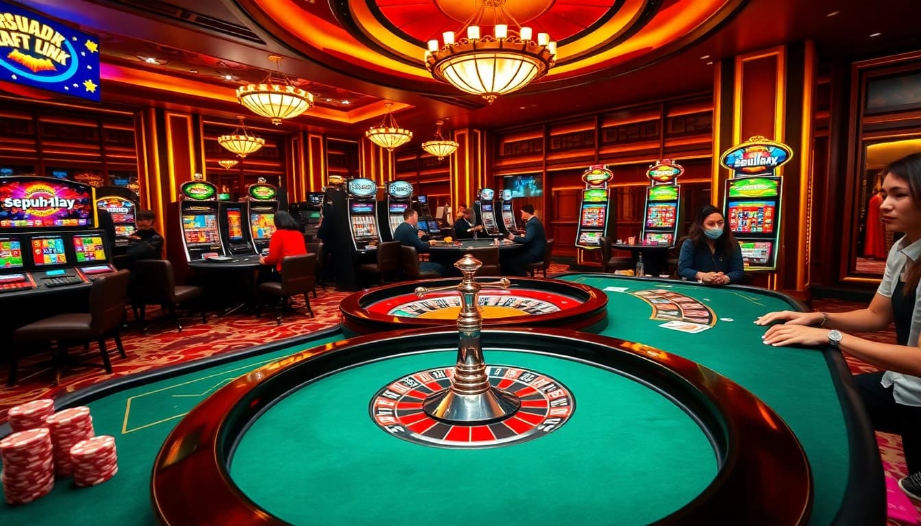 Experience thrilling gameplay with the sepuhplay link at elegant casino tables and vibrant slot machines.