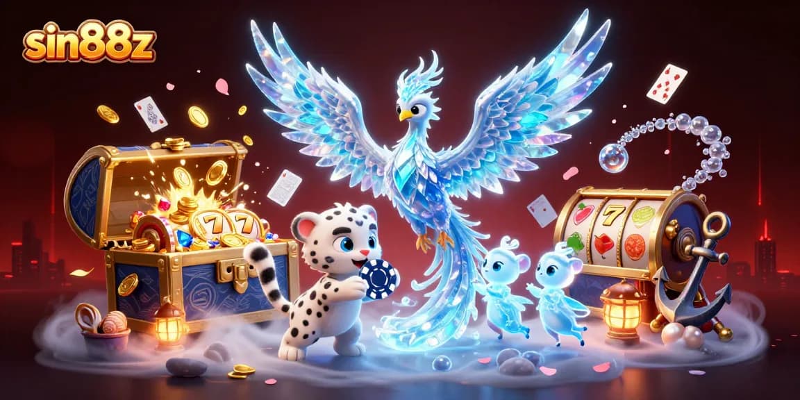 sin88z showcases an enchanting casino scene with vibrant characters and lively elements