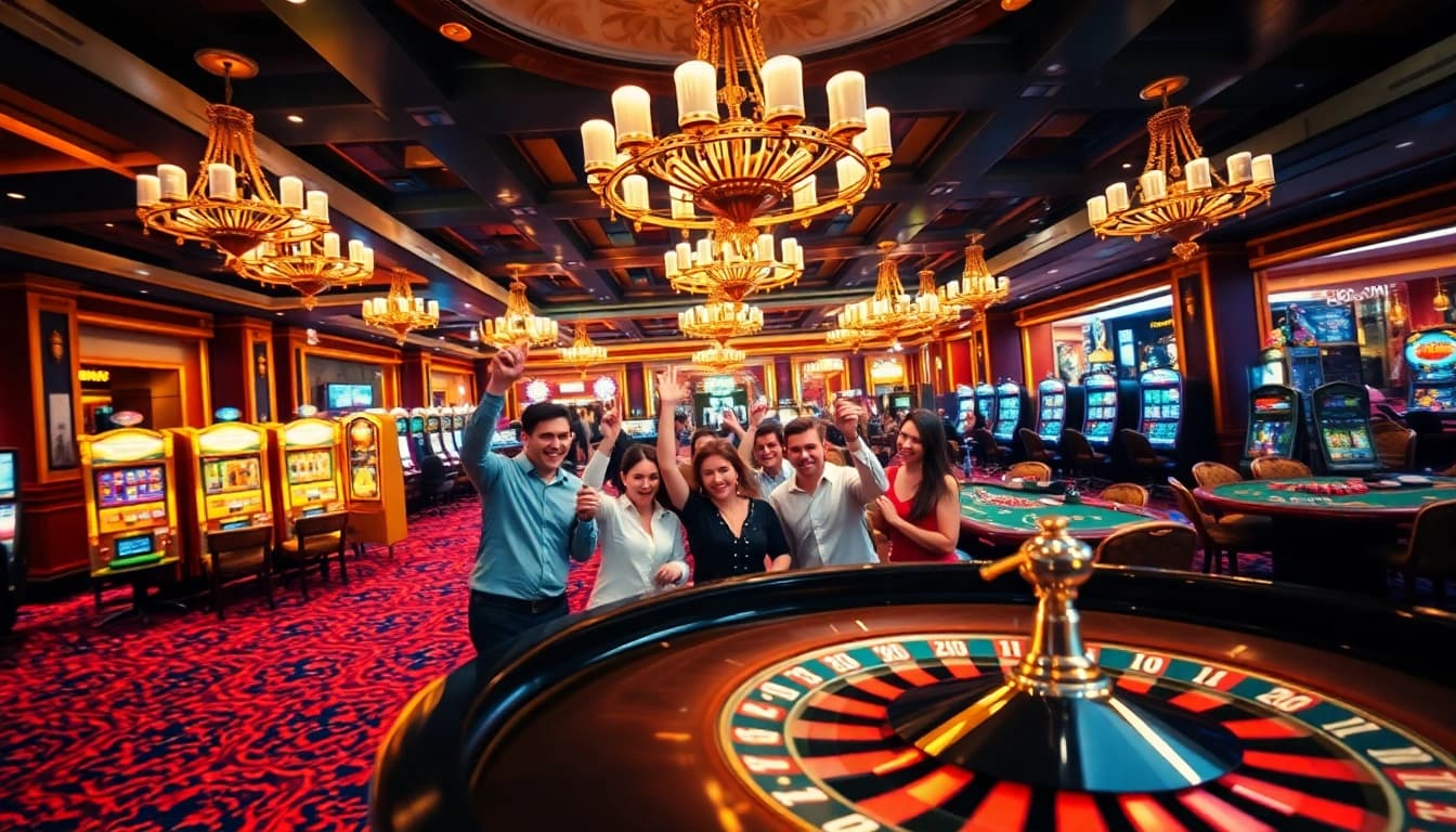 Players celebrating a win at a roulette table, highlighting the excitement of https://go99.institute/ casino gaming.