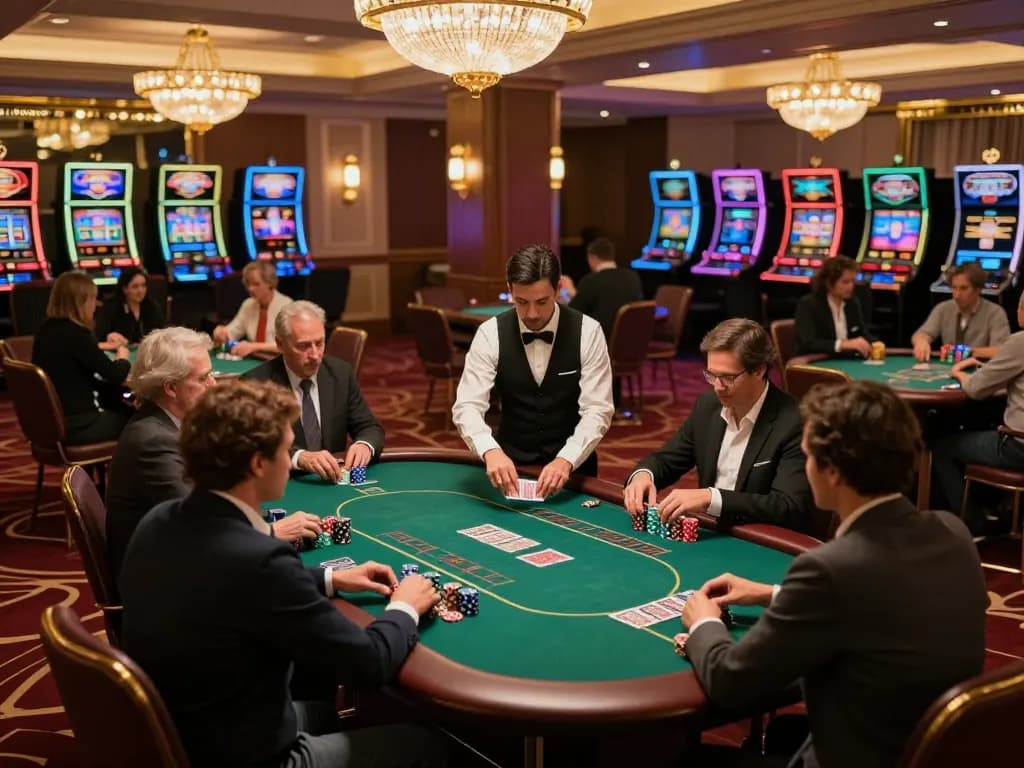 Engaging blackjack gameplay at BK8 casino, featuring players and dealer in action.