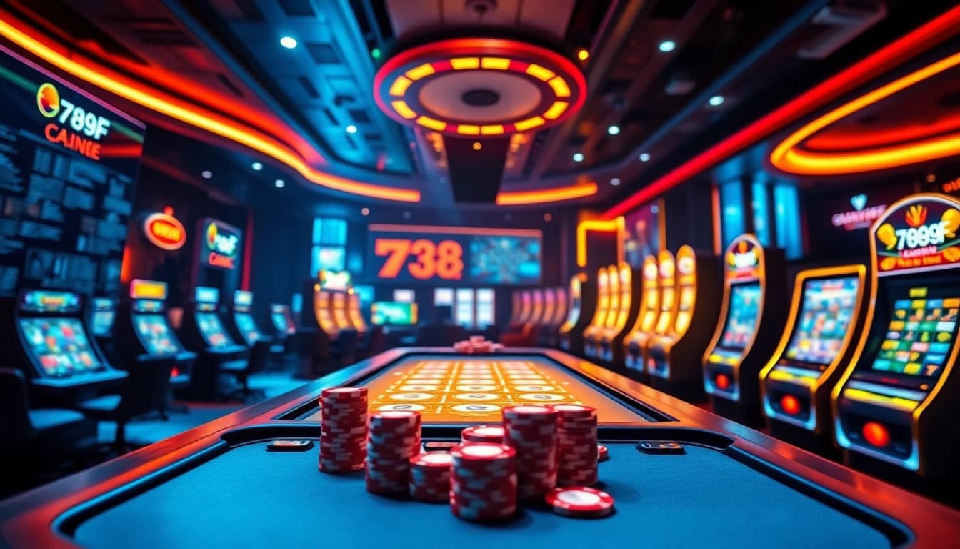 Experience the excitement of 789f's online gaming world with vibrant casino elements.