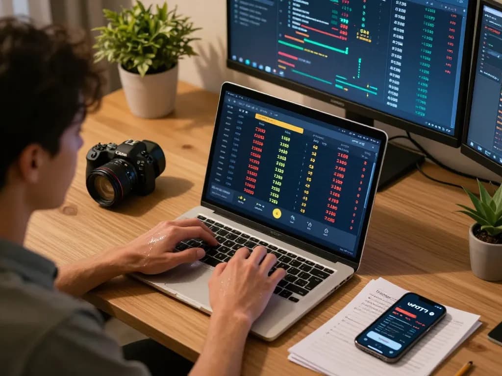 Engaging moment on ufo777 platform with live betting displays and strategic analysis in modern home office
