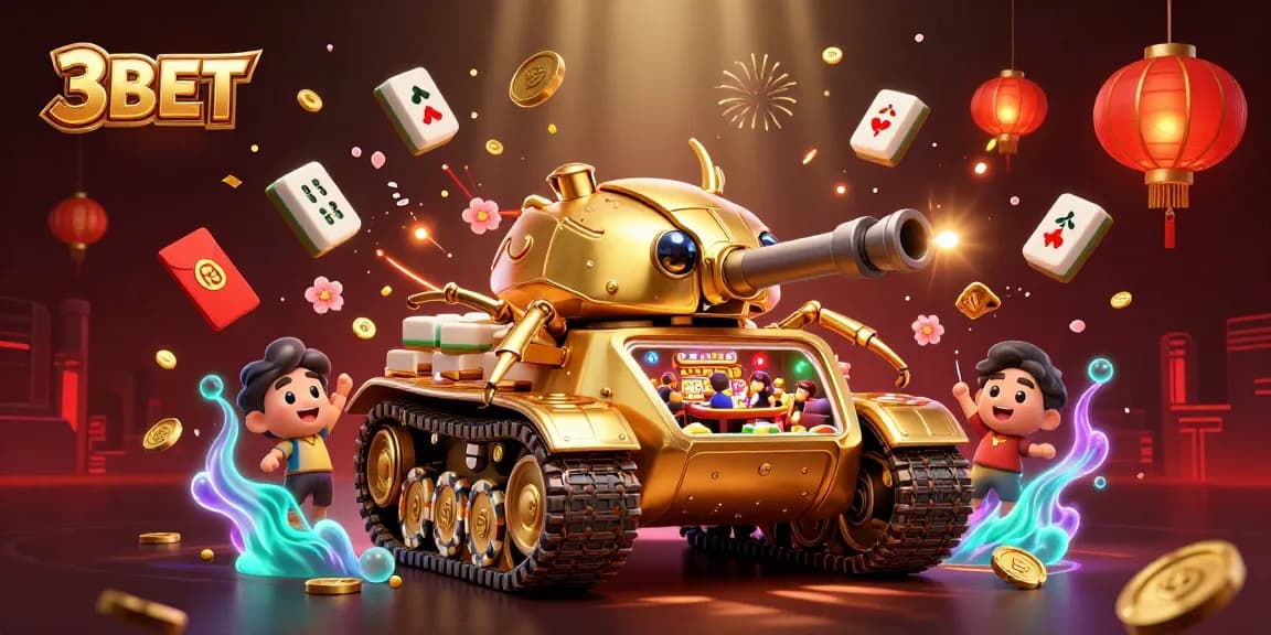 Experience the thrilling 3BET atmosphere with a dynamic casino scene in an artful 3D illustration.
