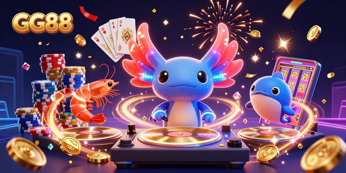 Experience the excitement of GG88 with a vibrant casino-themed underwater DJ party.