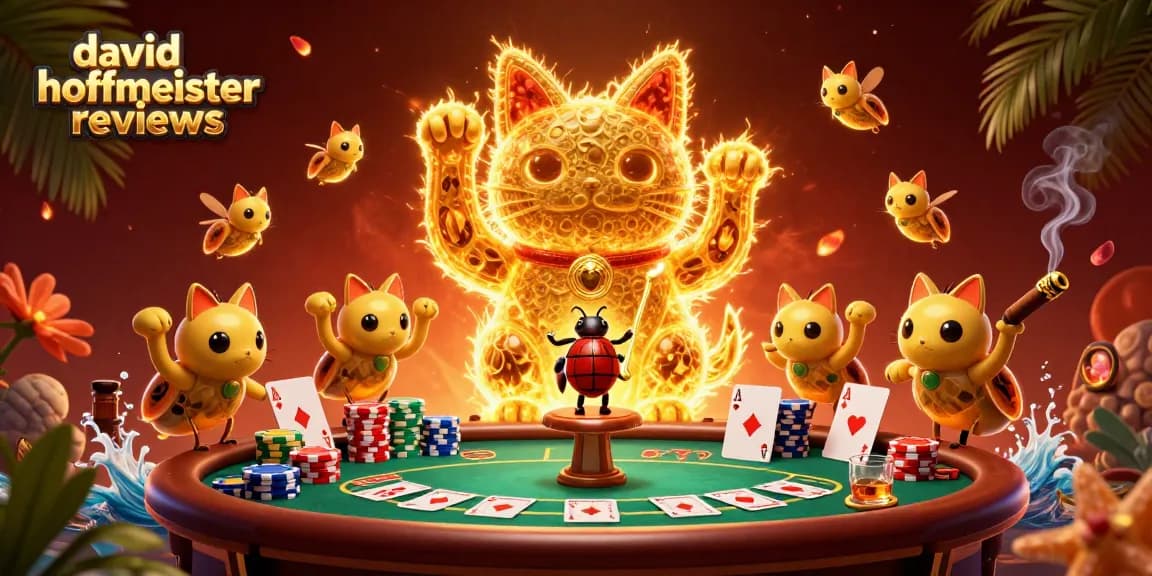 Experience the magic of david hoffmeister reviews with a vibrant casino-themed illustration.