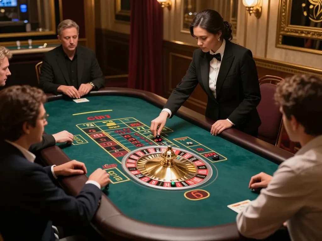 Engaging live dealer experience at trang chủ IWIN with players betting at a roulette table.