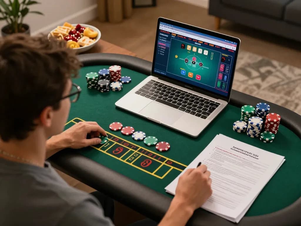 Player engaged in a live dealer blackjack game on cm88, showcasing strategic notes and vibrant betting chips.