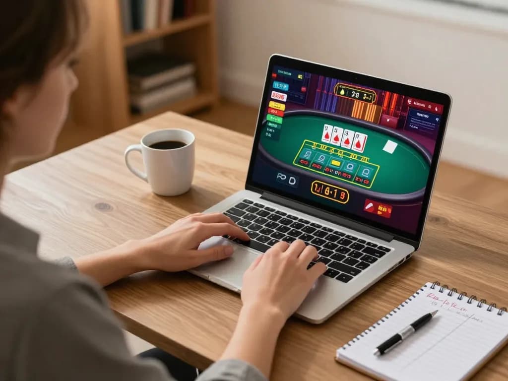 Engaged player on laptop at home, exploring nhà cái 8xbet for a dynamic casino experience.