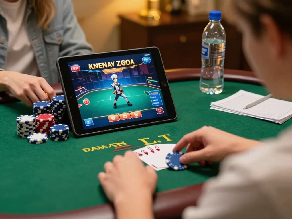 Engaging in strategic online gambling with aa88i on a tablet while enjoying a cozy home atmosphere.