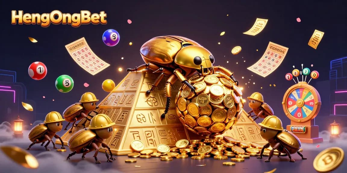 Experience immersive gaming at HengOngBet with vibrant lottery elements and engaging casino characters.