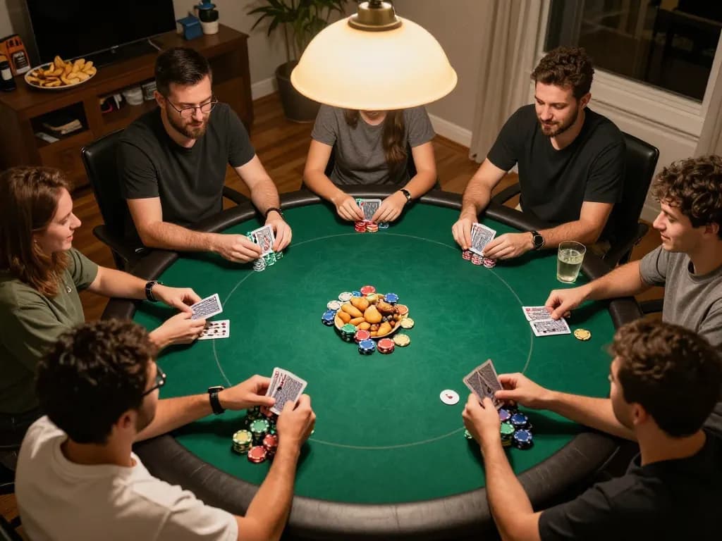 Players strategizing in an exciting SC88 poker game night with vibrant atmosphere.