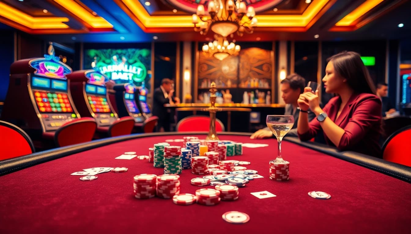Experience the thrill of BB99 BET with a vibrant poker table and exciting casino atmosphere.