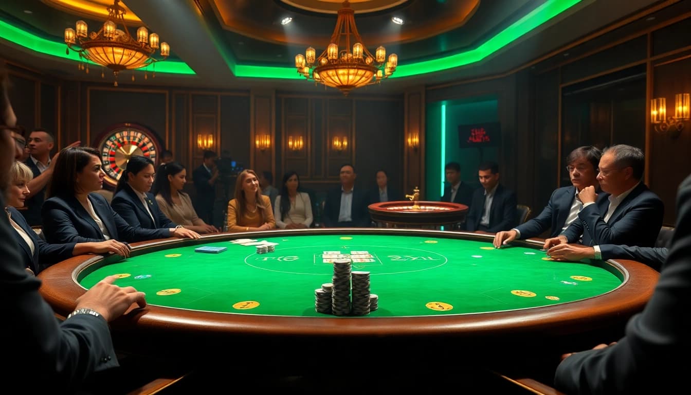 Experience thrilling poker action at lương sơn tv with vibrant casino elements and excitement.