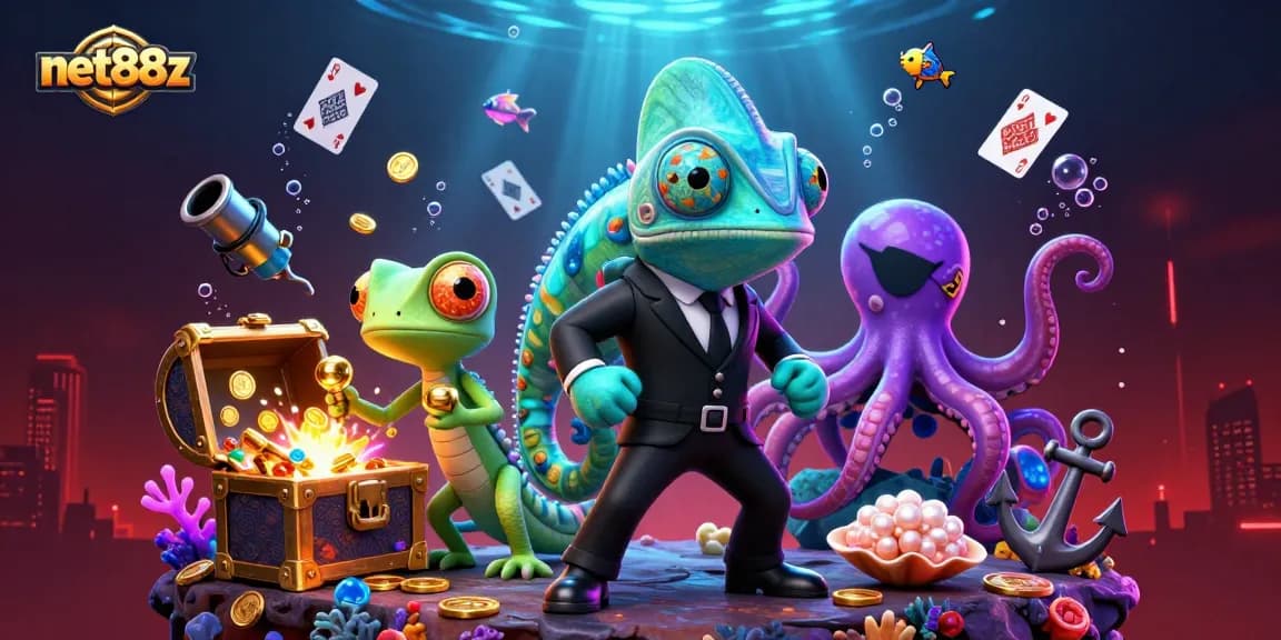 Engage with thrilling underwater adventures at net88z featuring colorful casino elements and animated characters.