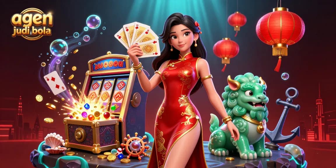 Experience thrilling gambling action with agen judi bola in a vibrant 3D casino scene full of excitement.