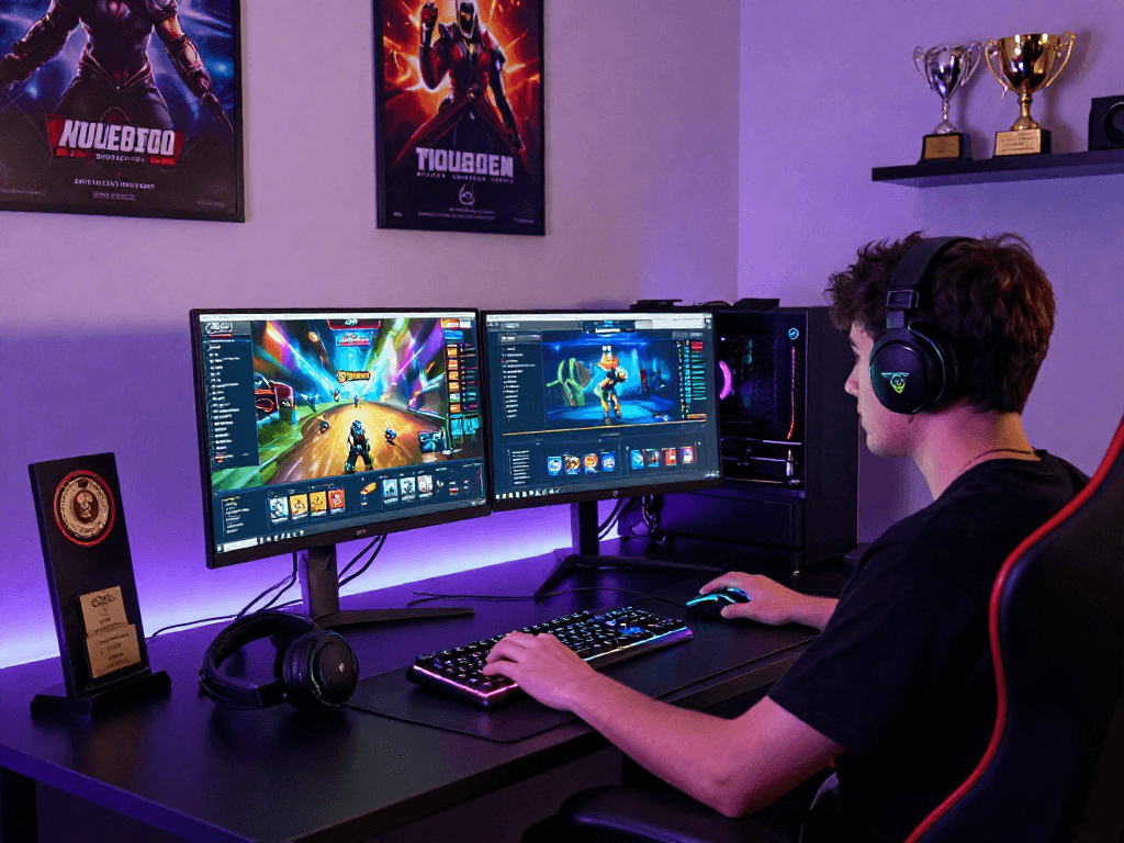 Engaging gaming setup on mpocash.blog featuring a user immersed in gameplay.