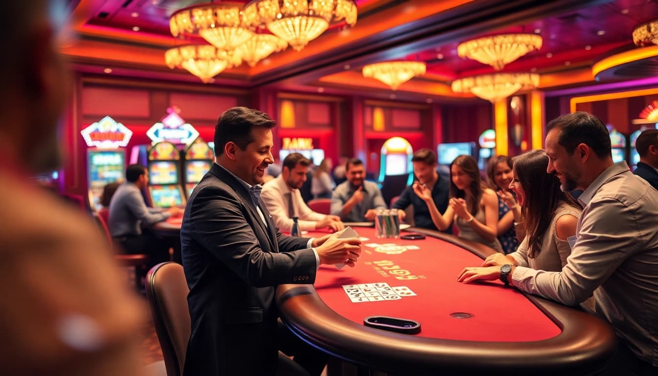 Experience y3娛樂 at an engaging casino scene with energetic players and vibrant gaming atmosphere.