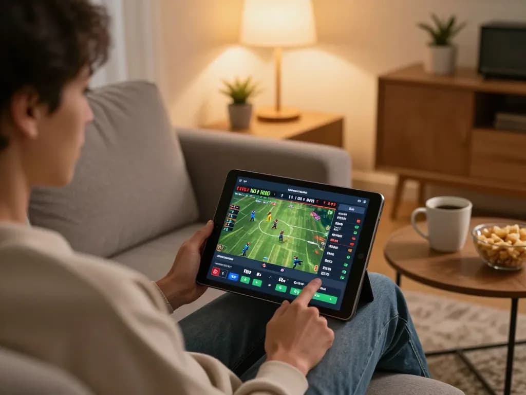 Xoilac users enjoy live sports betting on their tablets in cozy home environments.