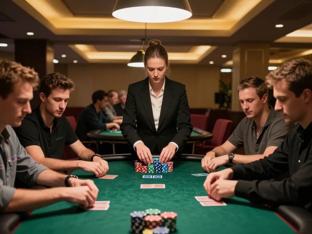 Players engaging in a thrilling game of poker, showcasing mpoid strategies in a luxurious casino setting.