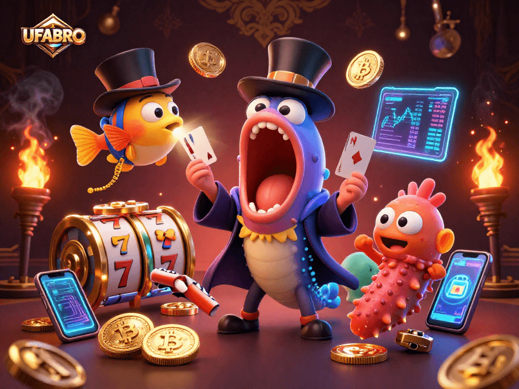 UFABRO elevates your gaming with vibrant casino adventures featuring a bioluminescent eel magician.