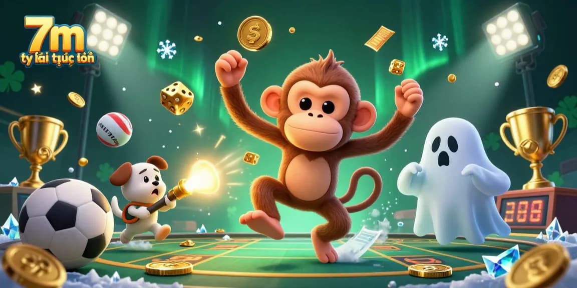 Engage with 7m tỷ lệ trực tuyến dynamics showcasing a ghost-hunter puppy tracking a poltergeist monkey juggling gold in a casino.