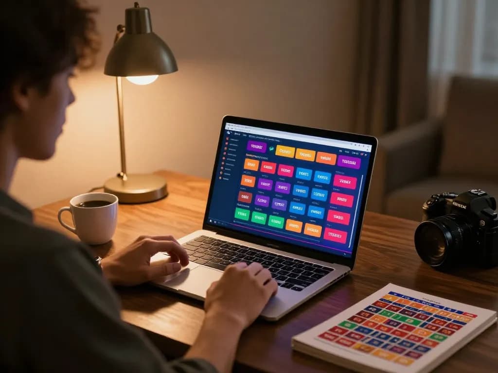 Engaging in togel online betting from a stylish home office, showcasing gaming interface