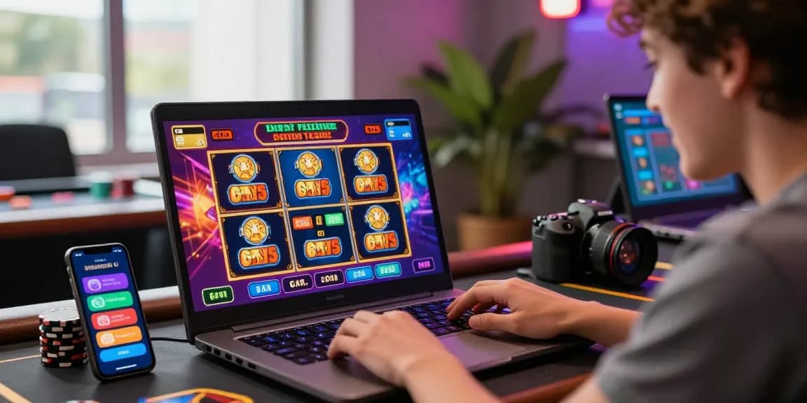 Player immersed in vibrant online casino games showcasing casinos that accept credit cards.