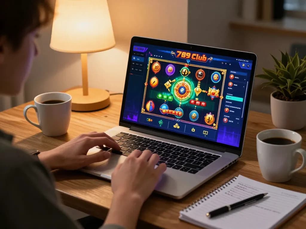 Person enjoying a slot game on 789 club from the comfort of home.