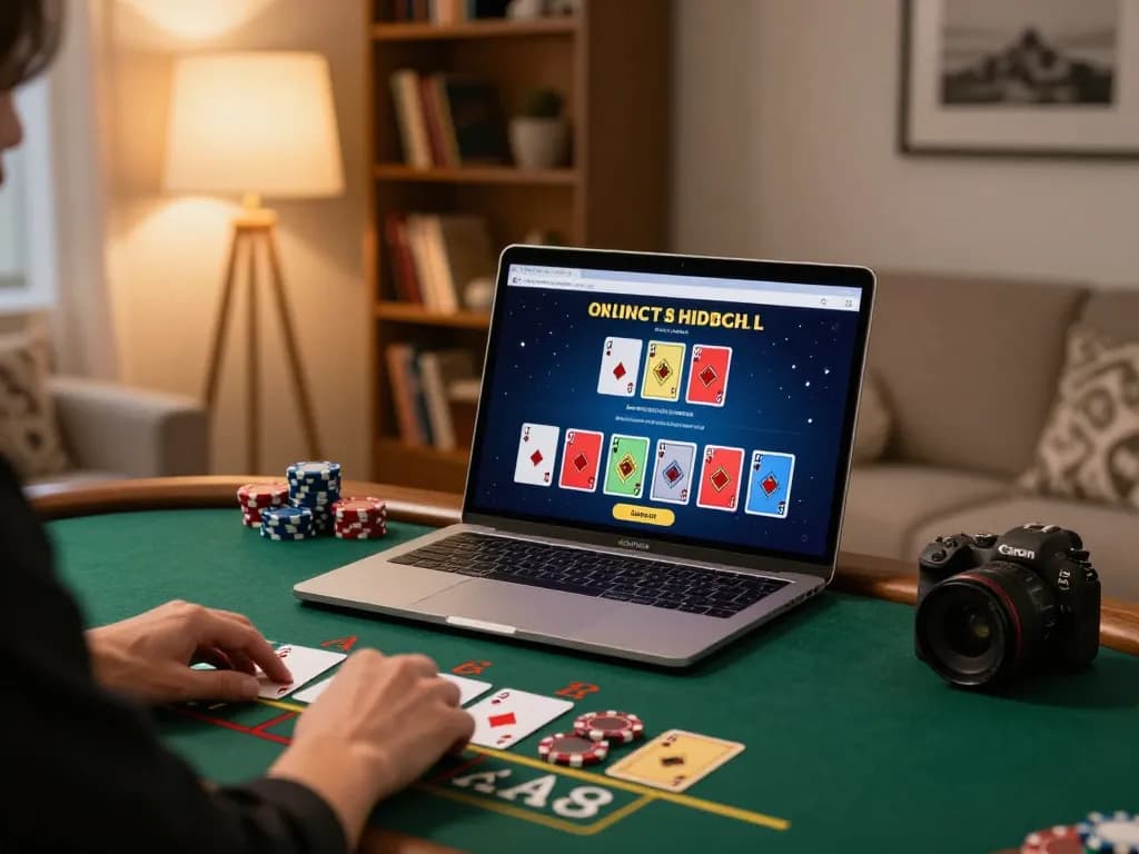Enjoy immersive gaming experience with hu at a live dealer blackjack table in cozy home.
