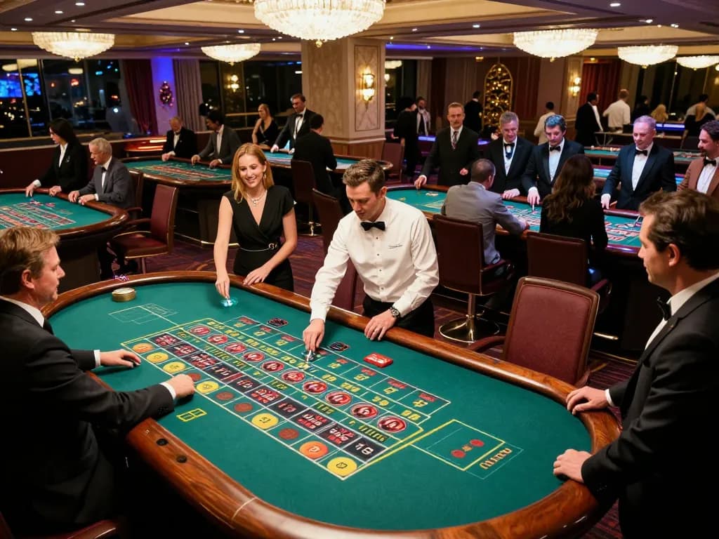 SC 88 players engaging in an exciting roulette game on a vibrant casino floor.