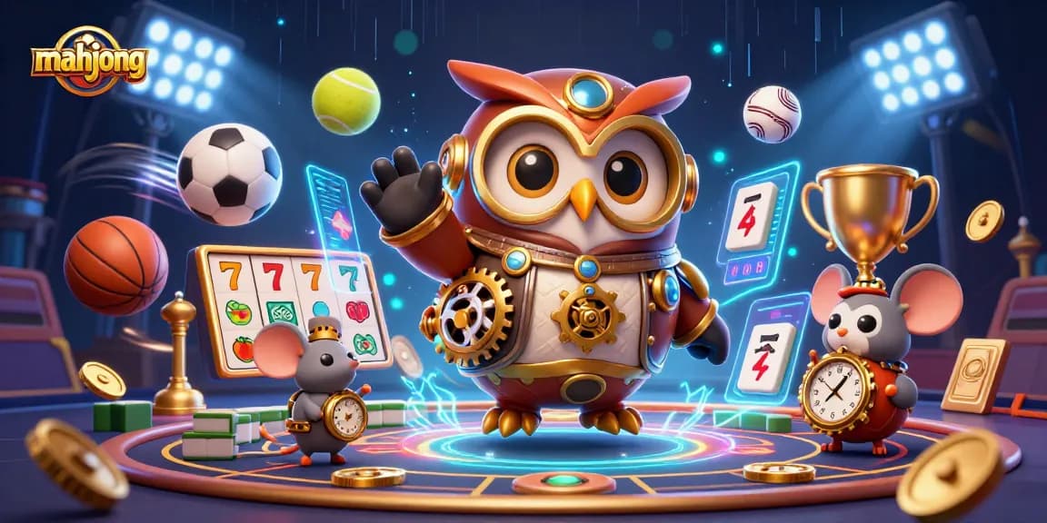 Engage in Mahjong with this vibrant 3D illustration showcasing dynamic elements and exciting casino visuals.
