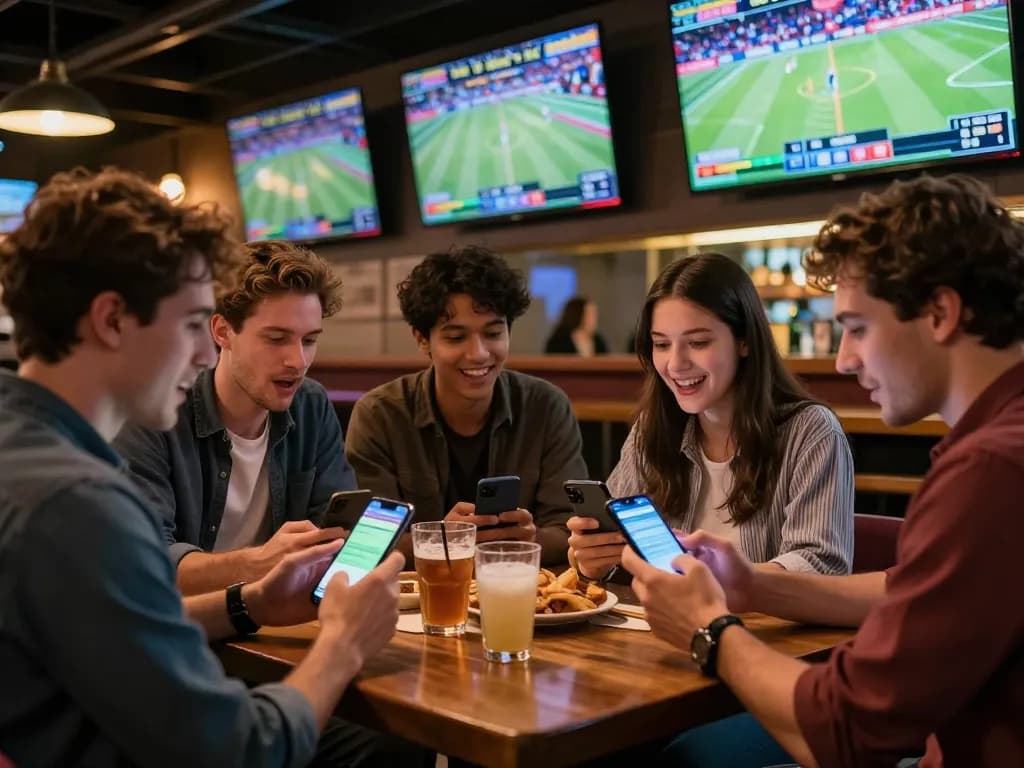 Bet on thrilling sports events at 9bet in an exciting sports betting bar scene.