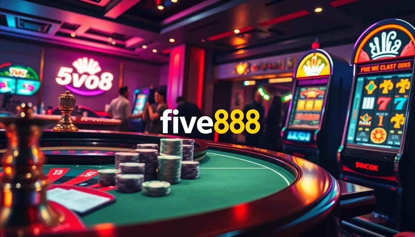 A player winning big on a slot machine at five88 casino, showcasing vibrant gaming excitement and luxury.