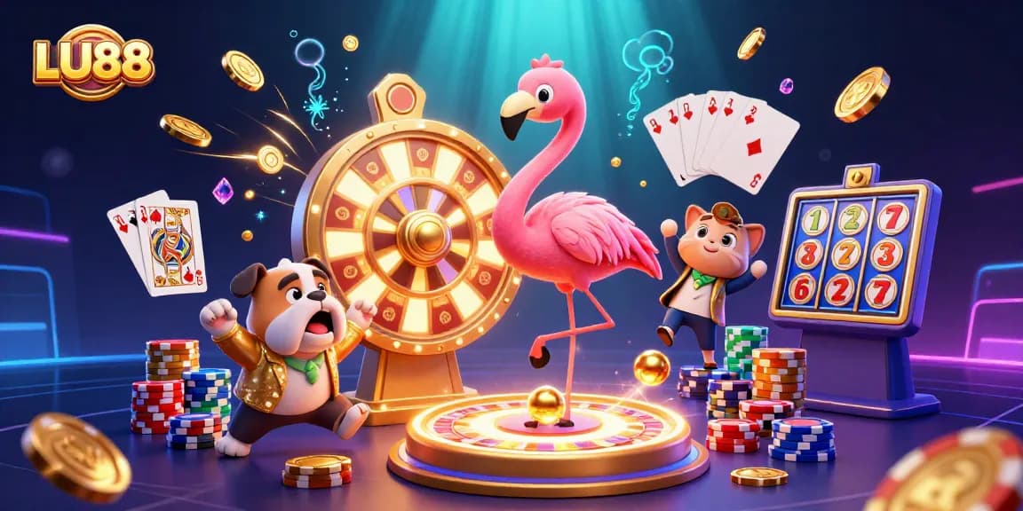 LU88 offers an exciting gaming experience with a vibrant casino scene filled with rewards and engaging elements.