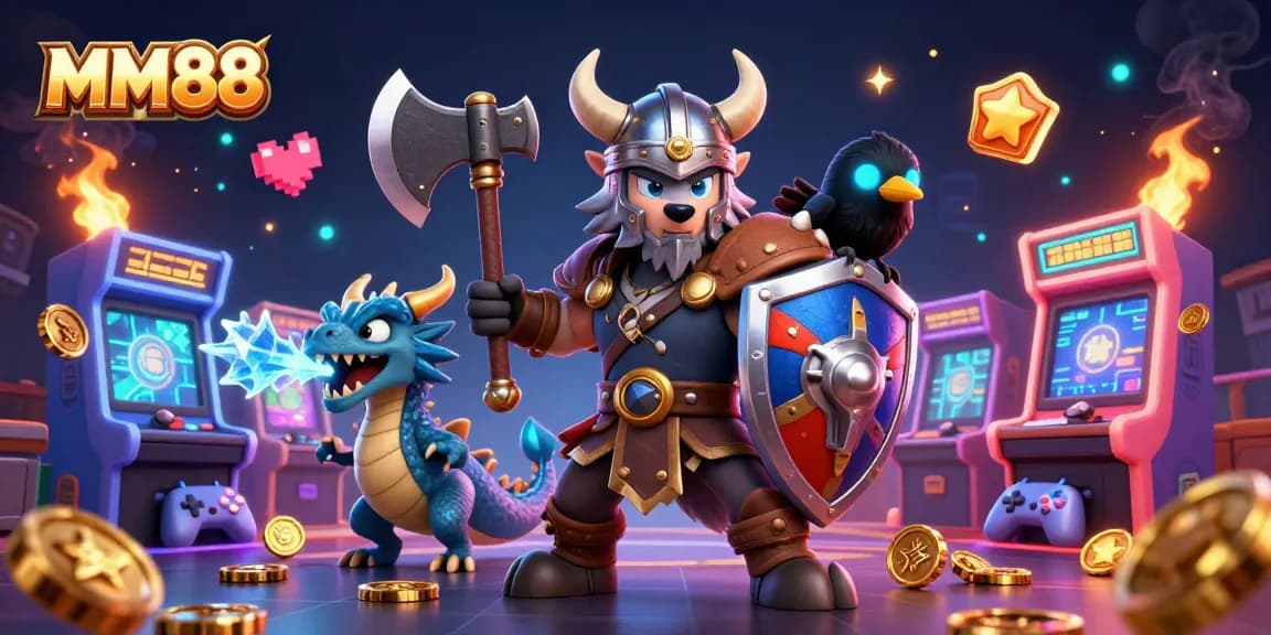 Engage in winning strategies at MM88 with this vibrant 3D casino illustration featuring iconic elements.
