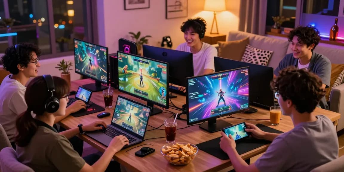 Engaging gamebaidoithuong scene with players enjoying online gaming and lively atmosphere.