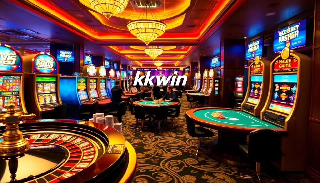 Kkwin poker players experiencing high stakes excitement in a luxury casino environment.