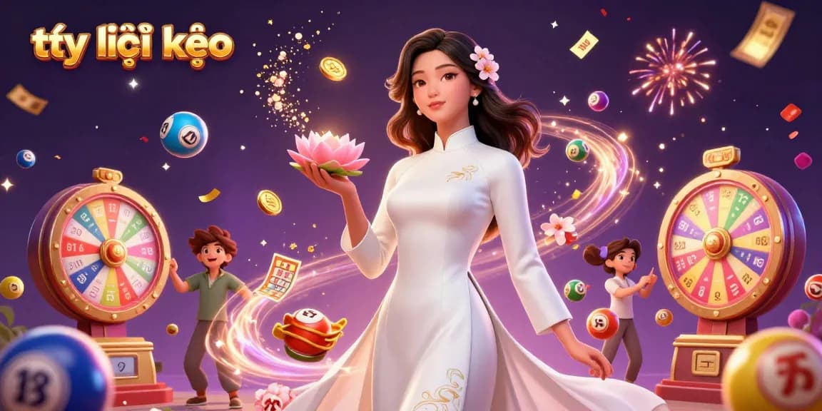 Engage with tỷ lệ kèo and lively lottery elements through a vibrant 3D illustration.