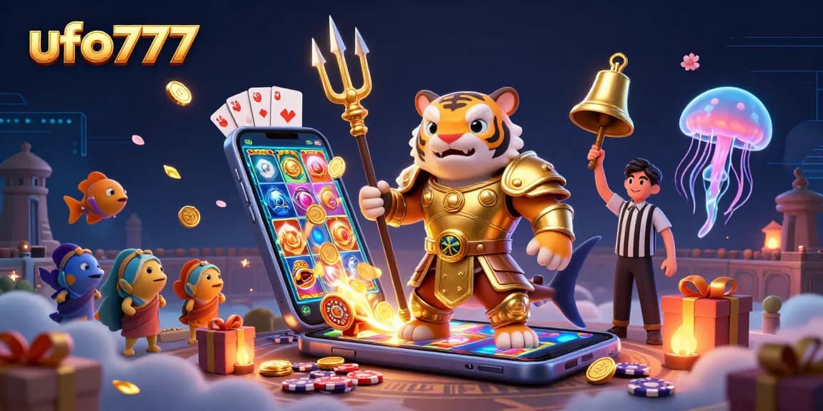 Engage with ufo777's vibrant casino adventure featuring a golden armored shark and thrilling games.