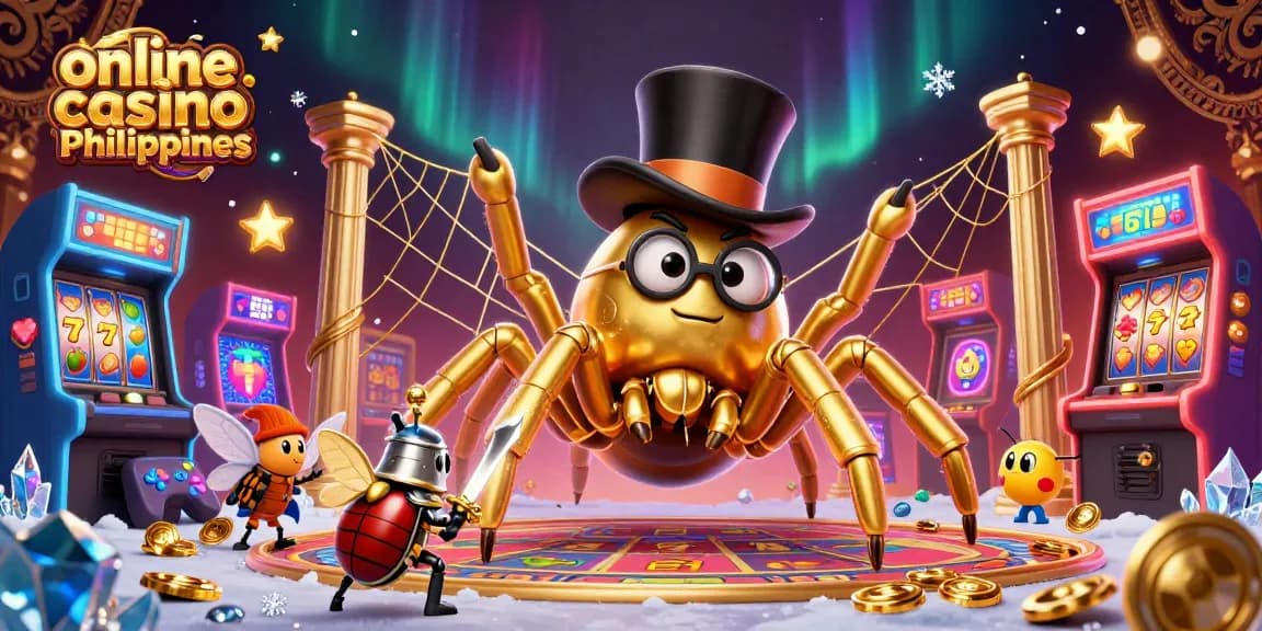 Experience the excitement of online casino Philippines with a vibrant golden tarantula and beetle knight.